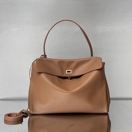 Elegant Leather Top Handle Bag