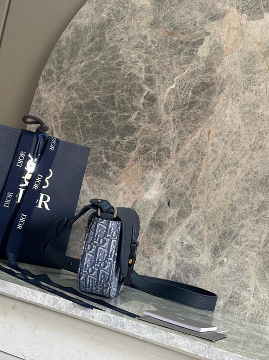 Saddle Blue Printed Leather Shoulder Bag