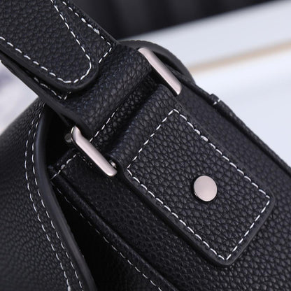 Modern Italian-Inspired Black Printed Calfskin Shoulder Bag