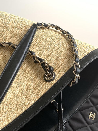Woven Leather Top Handle Bag