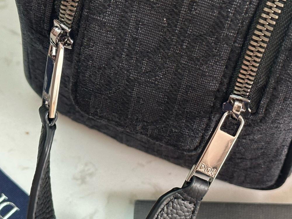 Modern Premium Black Printed Calfskin Top Handle Bag
