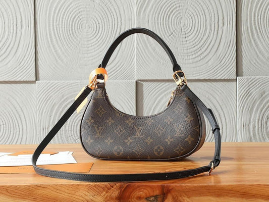 Italian-Inspired Elegant Monogram Leather Shoulder Bag