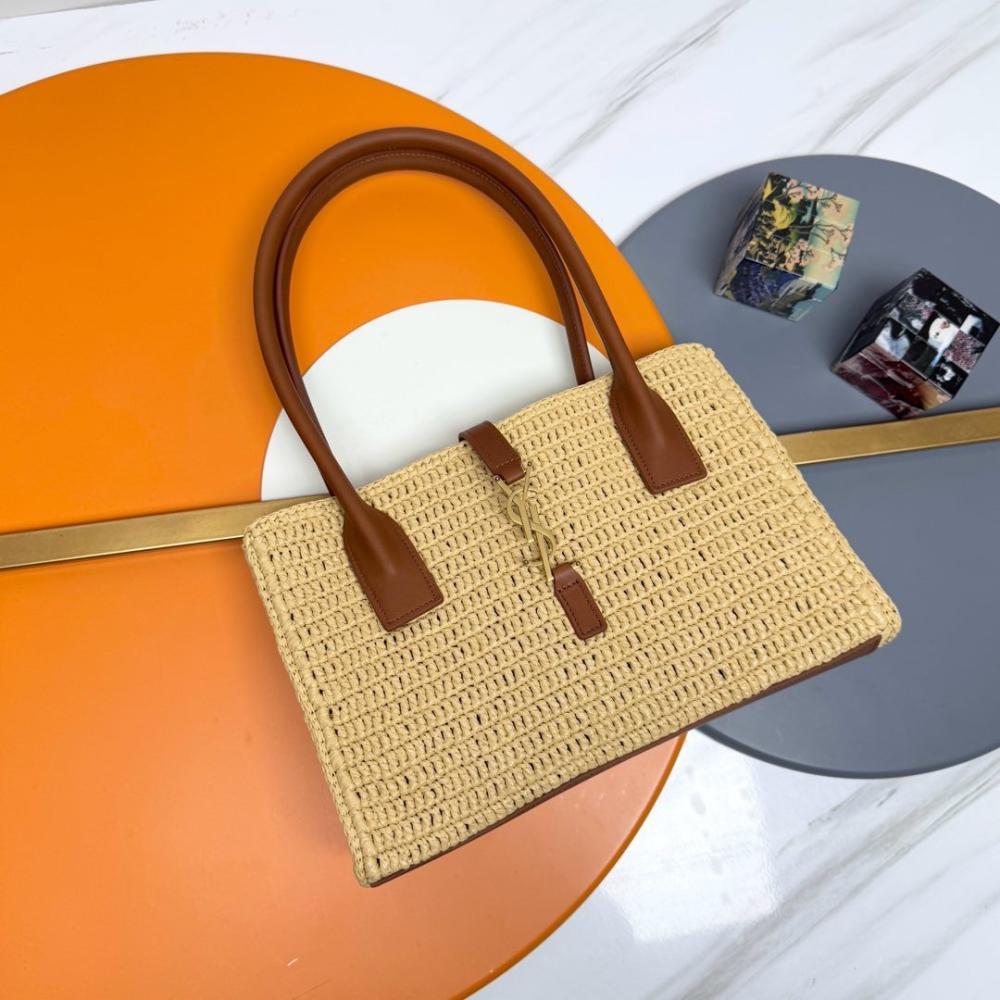 Woven Leather Top Handle Bag