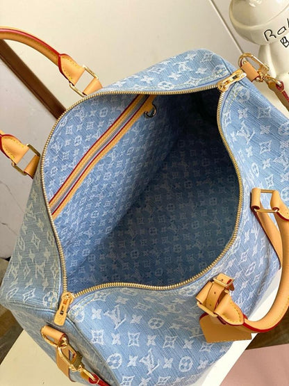 Luxury Refined Blue Leather Travel Bag