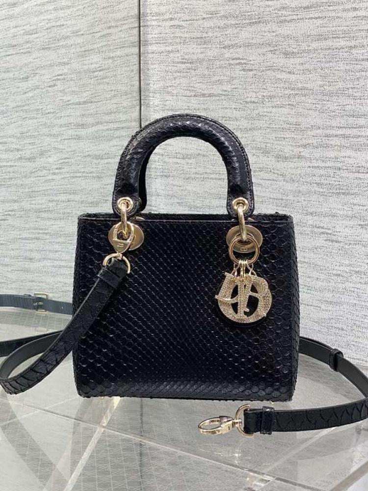Mini Lady Bag in Black Python