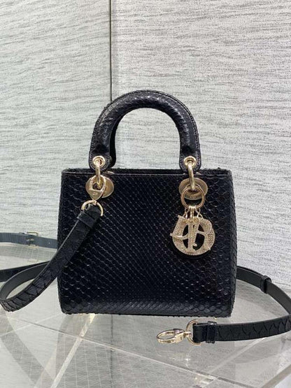 Mini Lady Bag in Black Python