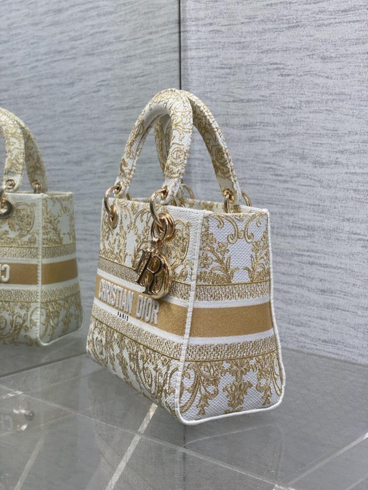 Gold Embroidered Top Handle Bag