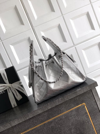 Gold Leather Bucket Bag