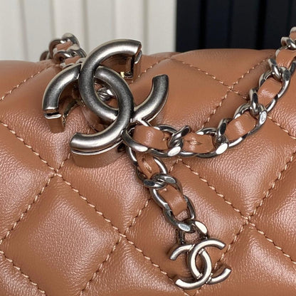 Gold Leather Top Handle Bag